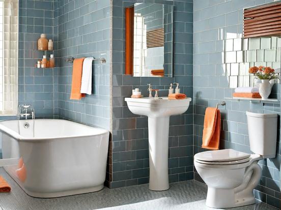 Modern bathroom with colorful tiles