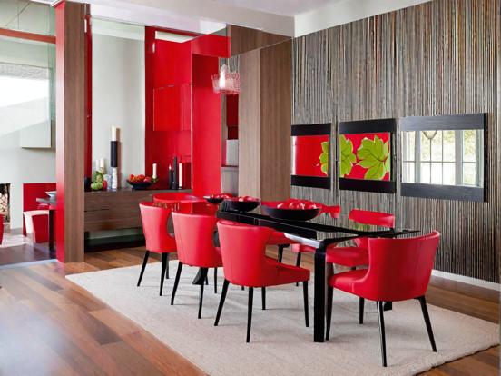 Red black dining room decor