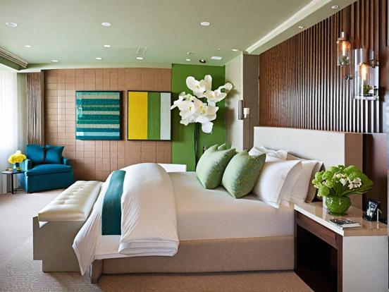 Serene green blue bedroom