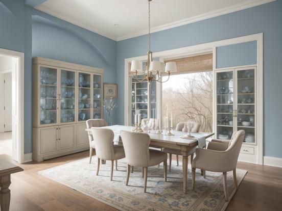 Elegant blue dining room decor