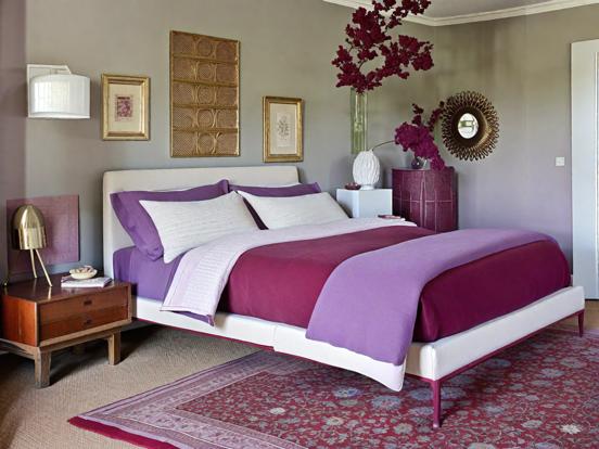 Purple white serene bedroom