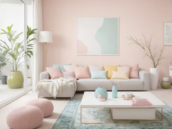 Bright living room pastels