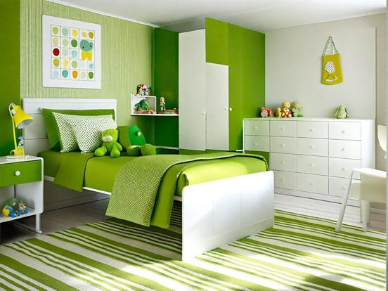 Green themed child's bedroom