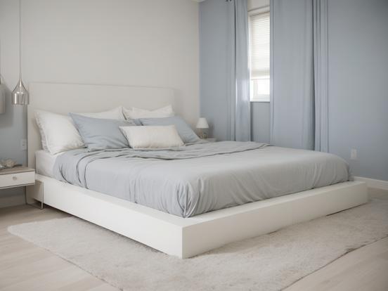 White bed in minimalist room