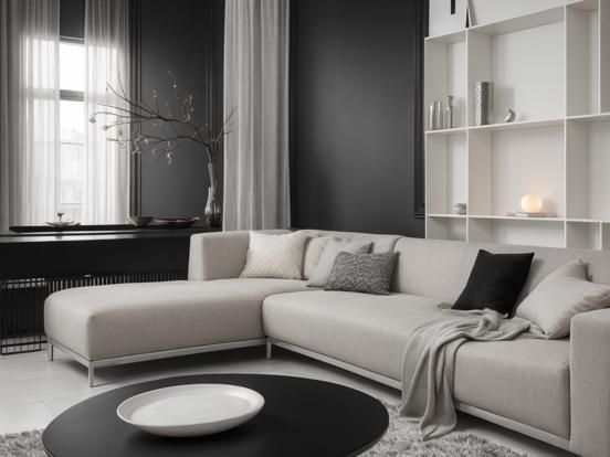 Dark living room white couch