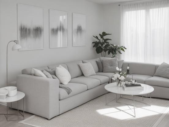 Modern grey white living room