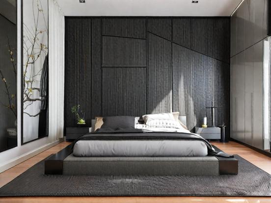 black and grey bedroom