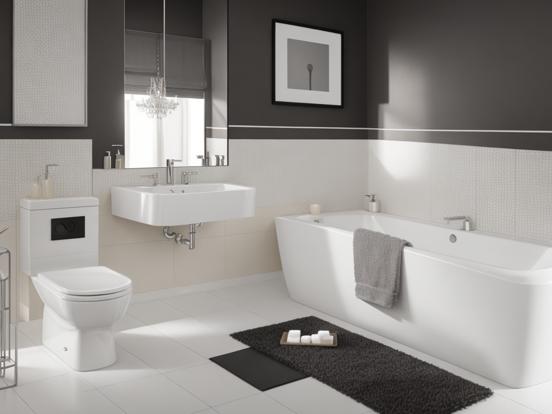 Modern white bathtub bathroom