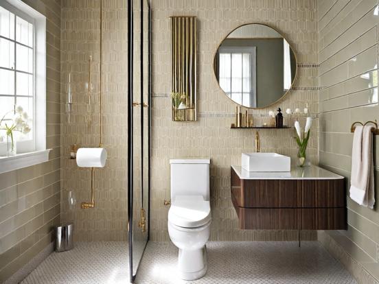 Luxury gold accented bathroom