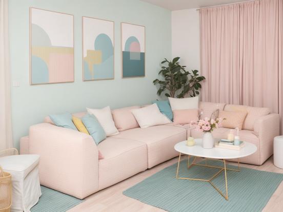 Bright pastel living room