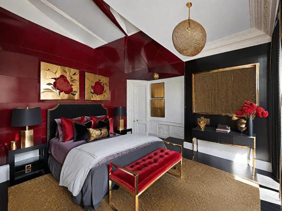 Black Gold and Red Guest Room Ideas