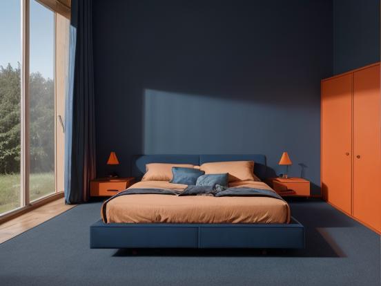 dark blue bedroom