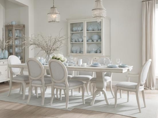 White blue dining table set