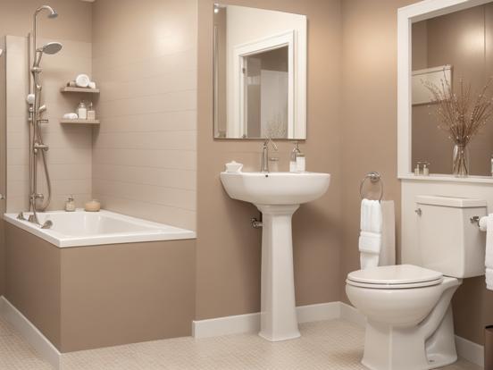 Modern beige bathroom interior