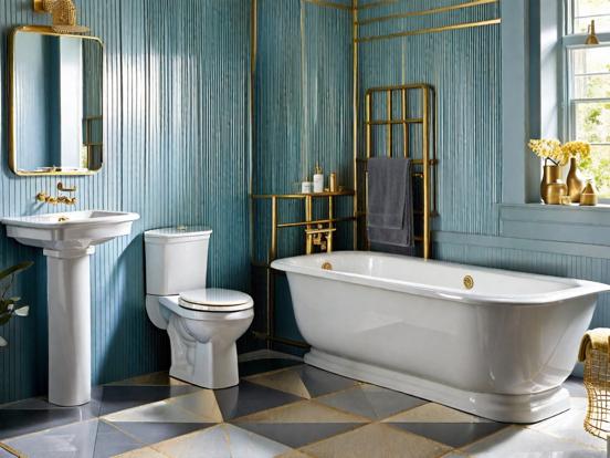 Luxury Art Deco Bath Gold Teal