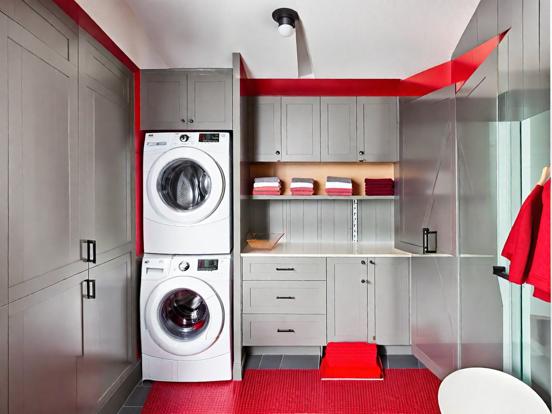 Compact washer dryer red grey