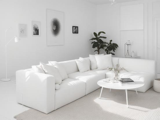 White couch closeup in living room