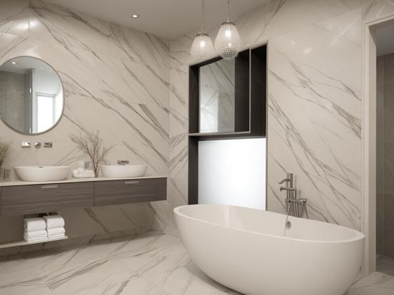 Luxury marble bathroom interior