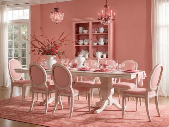 Pink dining room closeup