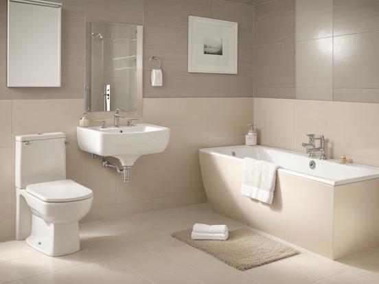 Modern white tiled bathroom