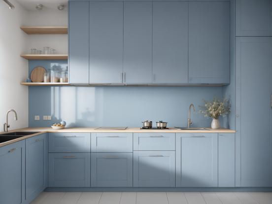 Luxury blue kitchen 3D render