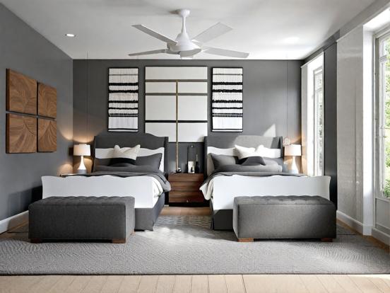 Serene grey twin bedroom