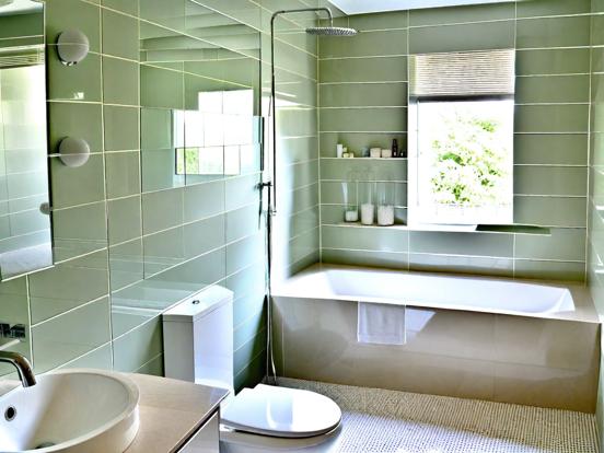 Modern green bathroom with tiles