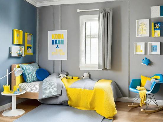 Child's blue yellow bedroom