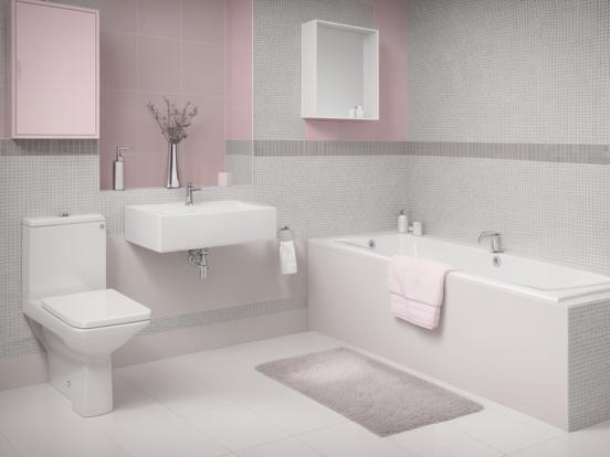 Modern pink bathroom 3D render