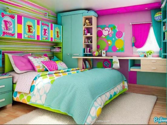 Girly pink 3D bedroom design