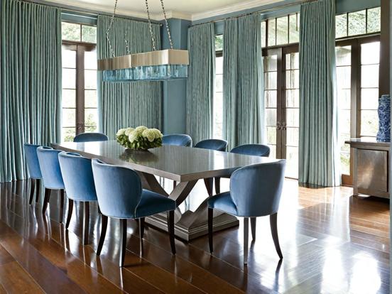 Blue dining room with decor