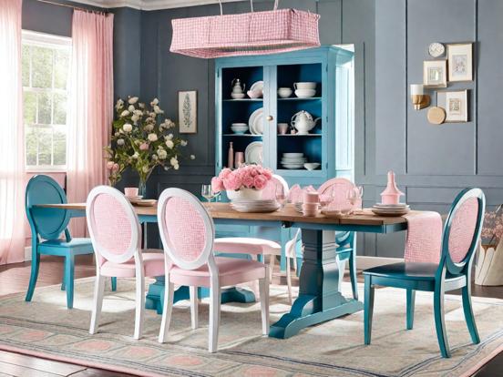 Closeup dining table pastels