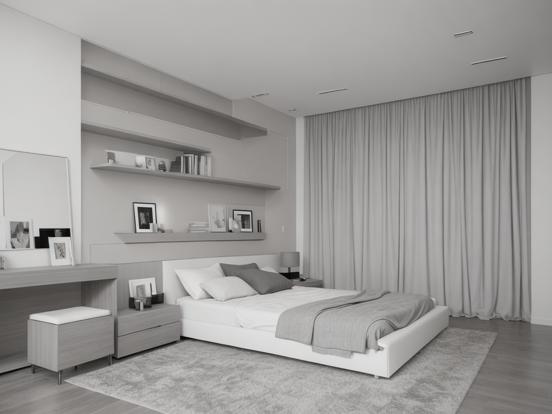 Black white minimalist bedroom