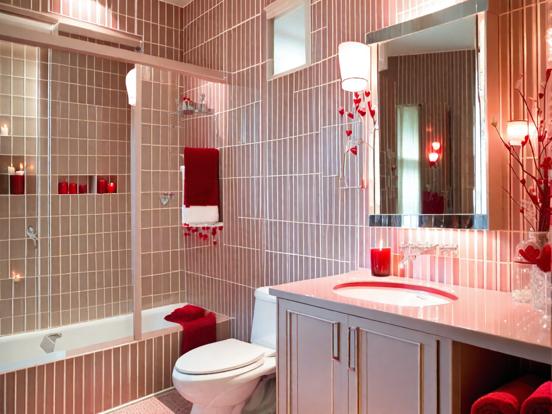 Red white luxury bathroom decor