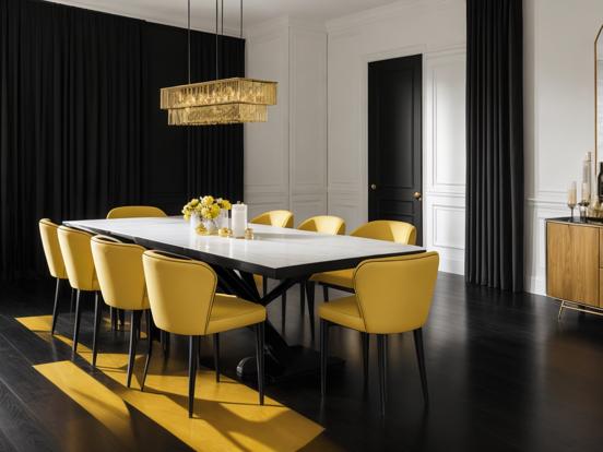 Yellow black dining table set