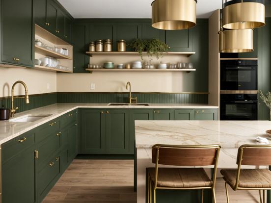 dark forest green kitchen