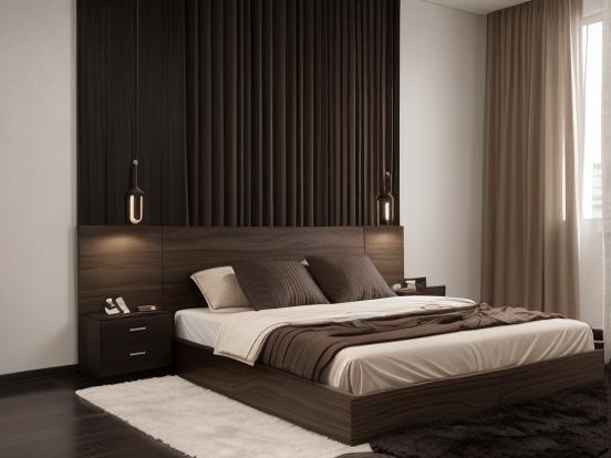 Serene bedroom with wood panels