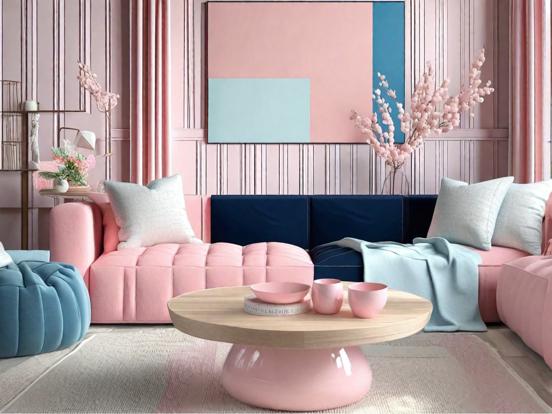 Bright pastel living room