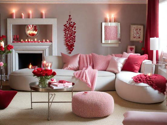 Bright pink cozy living room