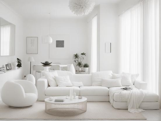 White living room with couch