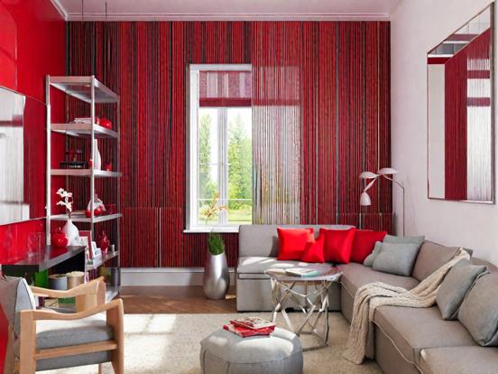 Bright red pink living room