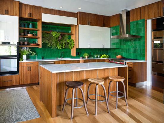 Green Eichler kitchen island