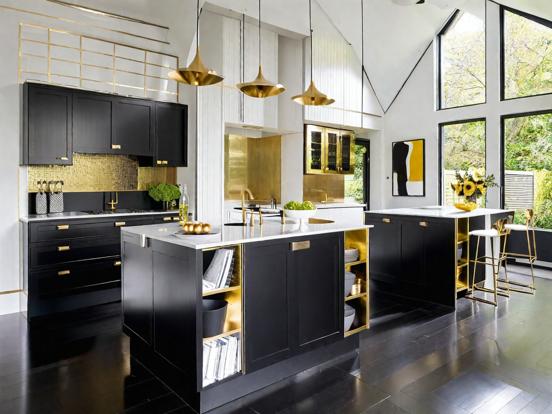 Luxury black gold kitchen island