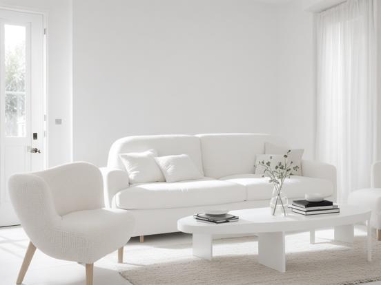 White minimalist living room