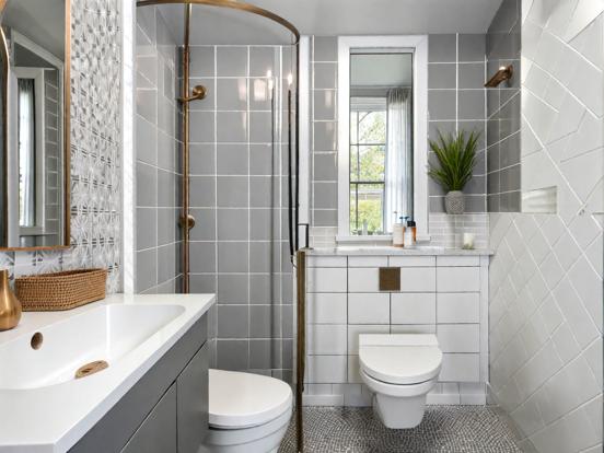 Modern bathroom with shower and toilet