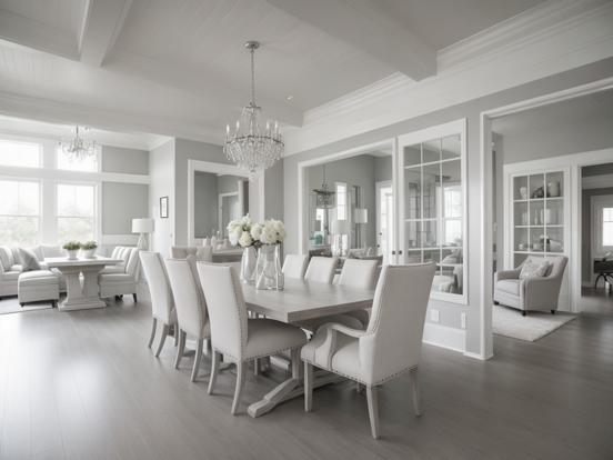 Monochrome dining room setup