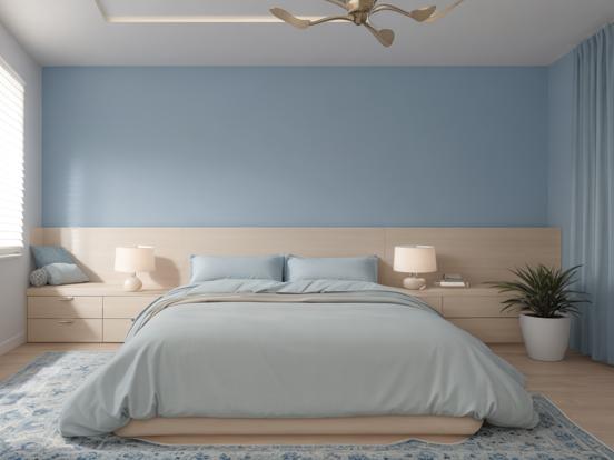 Serene blue cream bedroom