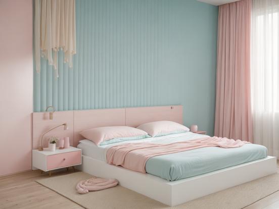 Closeup pink blue bed pastel