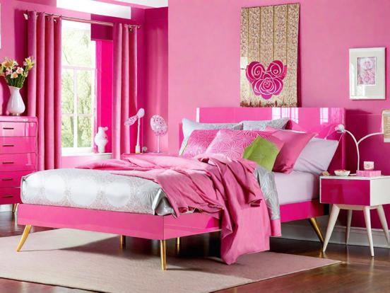 Pink girly bedroom closeup