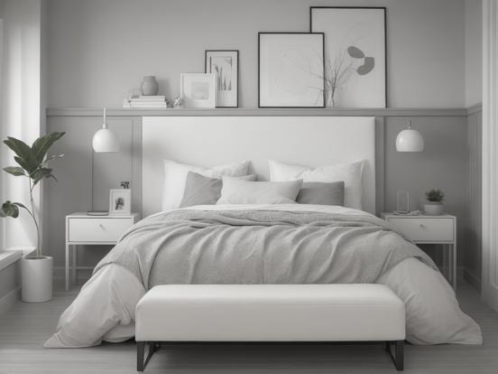 White minimalist bedroom setup